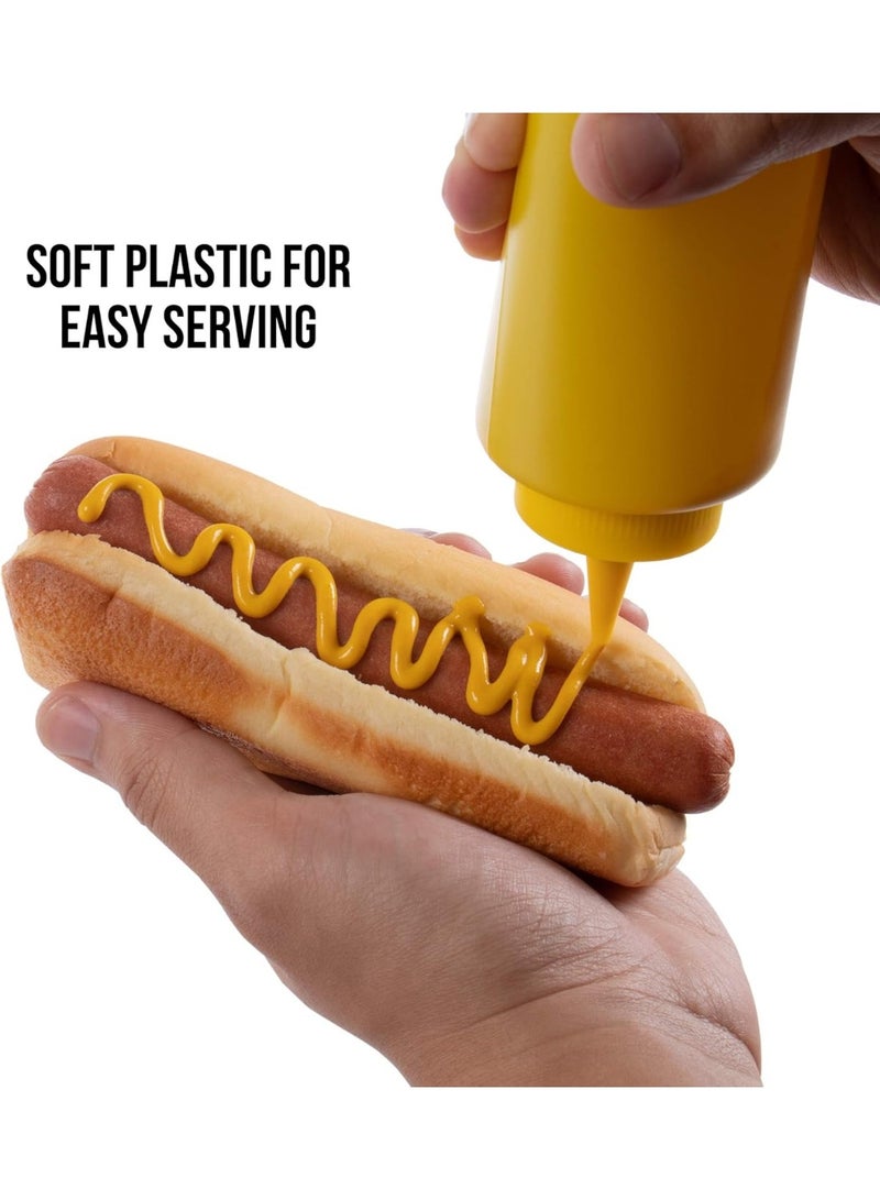 هابي هوم عبوة من 6 قطع كاتشب ومسطردة فارغة مصنوعة من البلاستيك - قابلة لاعادة الملئ - سهلة الاستخدام مناسبة للمطبخ ولوازم المطعم وشاحنات تقديم الطعام صلصة الشواء، الحرف اليدوية 450 مل (أصفر) - Image 3