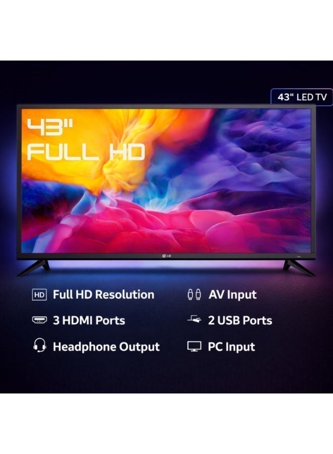 HOHO 43-Inch LED TV FULL HD – 3 HDMI, 2 USB, AV Input, PC Input, Headphone Output - Image 2
