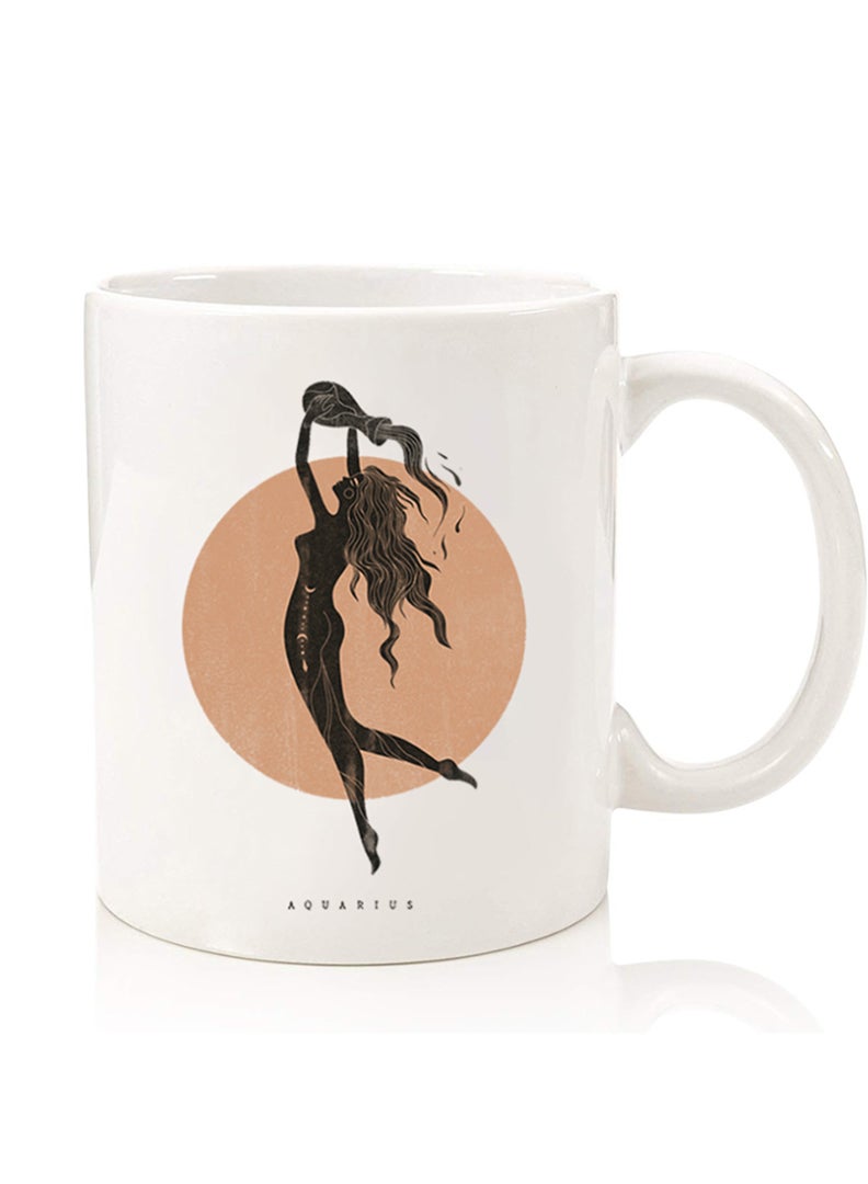 Theodor Premium Quality Two Sided Printed Coffee Mug Tea Cup For Home Office, Kids Men Women Aquarius  - Image 1