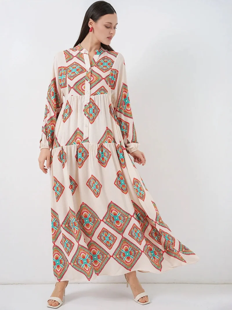 بيغ دارت BDART Patterned V-Neck Maxi Dress