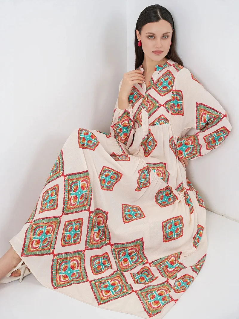 بيغ دارت BDART Patterned V-Neck Maxi Dress