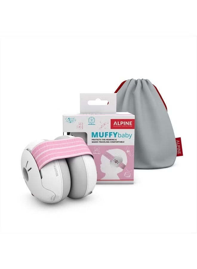 Alpine Muffy Baby Ear Protection for Babies and Toddlers up to 36 Months - CE & ANSI Certified - Noise Reduction Earmuffs - Comfortable Baby Headphones Against Hearing Damage & Improves Sleep - Pink