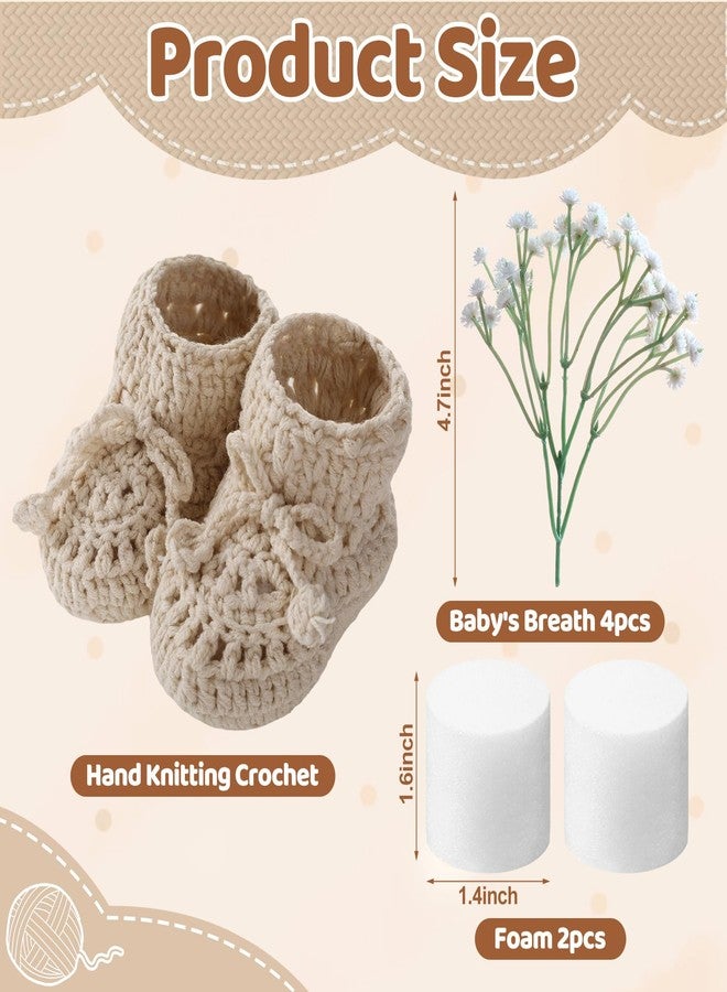 Liitrsh Baby Shower Table Decorations Crochet Knitted Baby Booties with 4 Artificial Flowers Floral Foam for Gender Reveal Table Centerpieces Neutral Party Decor - Image 2