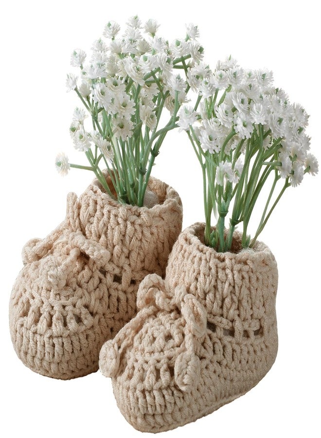 Liitrsh Baby Shower Table Decorations Crochet Knitted Baby Booties with 4 Artificial Flowers Floral Foam for Gender Reveal Table Centerpieces Neutral Party Decor - Image 1