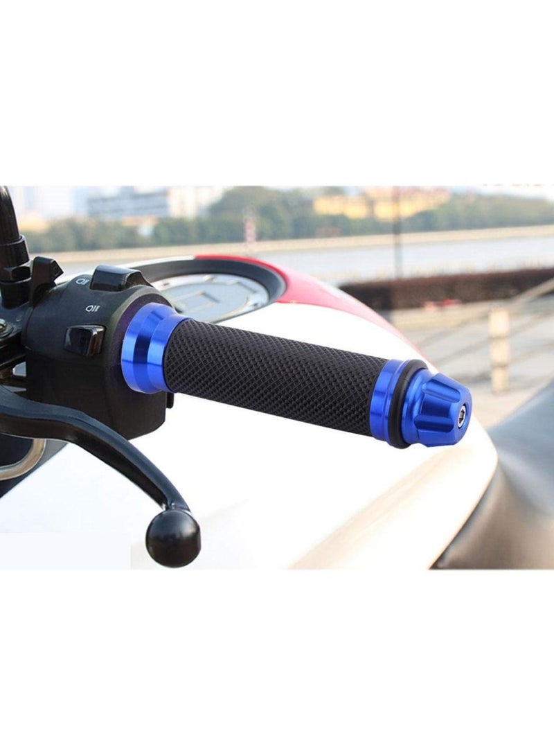 SYOSI SYOSI Motorcycle Hand Grips, CNC Aluminum Alloy Handlebar with Rubber Cover 7/8'' 22mm Motorcycle Handlebar Grips for Bicycle & Motorcycle (Blue)  - Image 5
