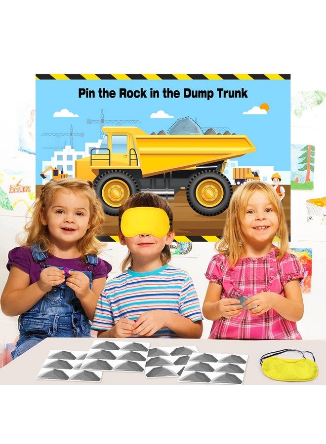 Omlisca Construction Stickers Game For Kids Pin The Rock In The Dump Trunk Include Large Construction Games Poster 24 Pcs Stone Stickers And 2 Pcs Blindfold Construction Party Favors Supplies For Boys Girls  - Image 5