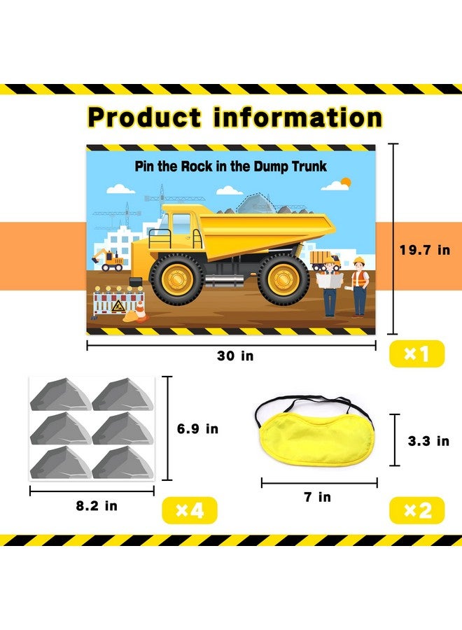 Omlisca Construction Stickers Game For Kids Pin The Rock In The Dump Trunk Include Large Construction Games Poster 24 Pcs Stone Stickers And 2 Pcs Blindfold Construction Party Favors Supplies For Boys Girls  - Image 4