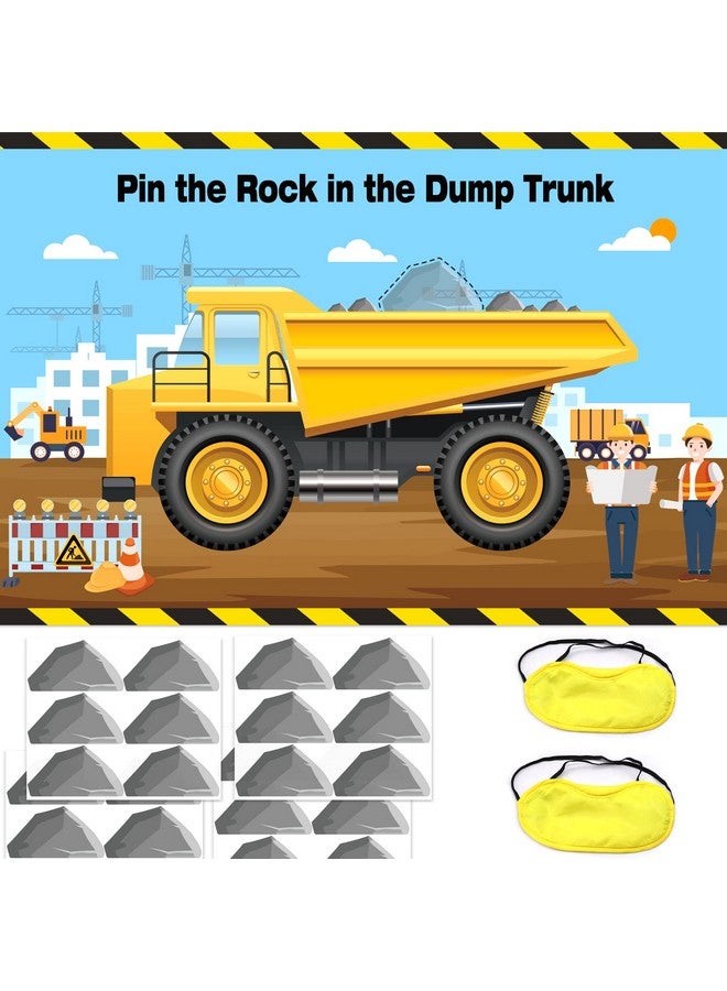 Omlisca Construction Stickers Game For Kids Pin The Rock In The Dump Trunk Include Large Construction Games Poster 24 Pcs Stone Stickers And 2 Pcs Blindfold Construction Party Favors Supplies For Boys Girls  - Image 2