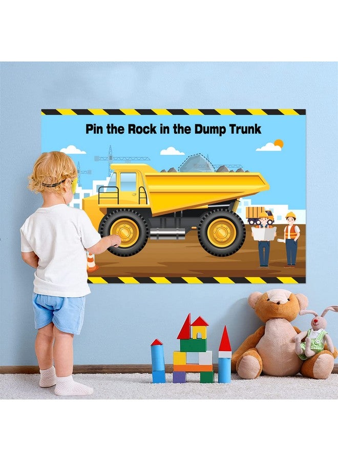 Omlisca Construction Stickers Game For Kids Pin The Rock In The Dump Trunk Include Large Construction Games Poster 24 Pcs Stone Stickers And 2 Pcs Blindfold Construction Party Favors Supplies For Boys Girls  - Image 3