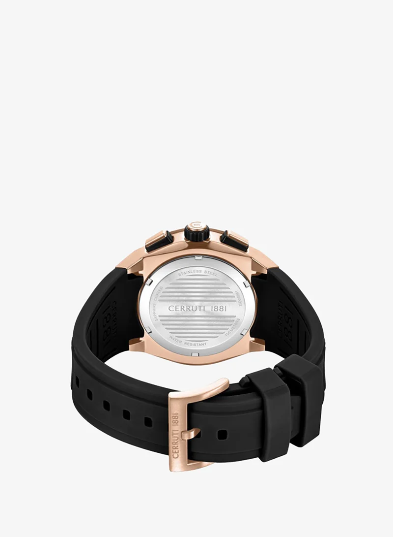 CERRUTI 1881 black Men's Ruscello Declination Black Dial Silicone Strap Chronograph Watch for Men, 48mm for Men | Best Price UAE