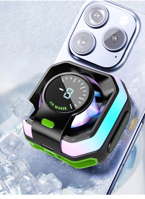 Sahramart Phone Cooler with RGB Light,for Gaming Magnetic Back Clip Dual Purpose Phone Cooling Fan Digital display temperature Mobile Cooling Fan without Noise for Playing Games Tiktok for Universal iPhone/Android Smartphone/Pad