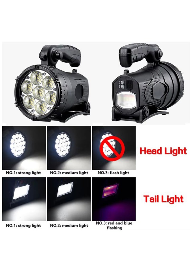 Generic Emergency Lights strong light long range searchlight W866A High Lumens Dual Light LED Front and Rear Flashlight, Rechargeable, 3 Moods light , Power Bank, with Charging Cable Function Work Light Flashlight Work Lamp, Waterproof  - Image 2