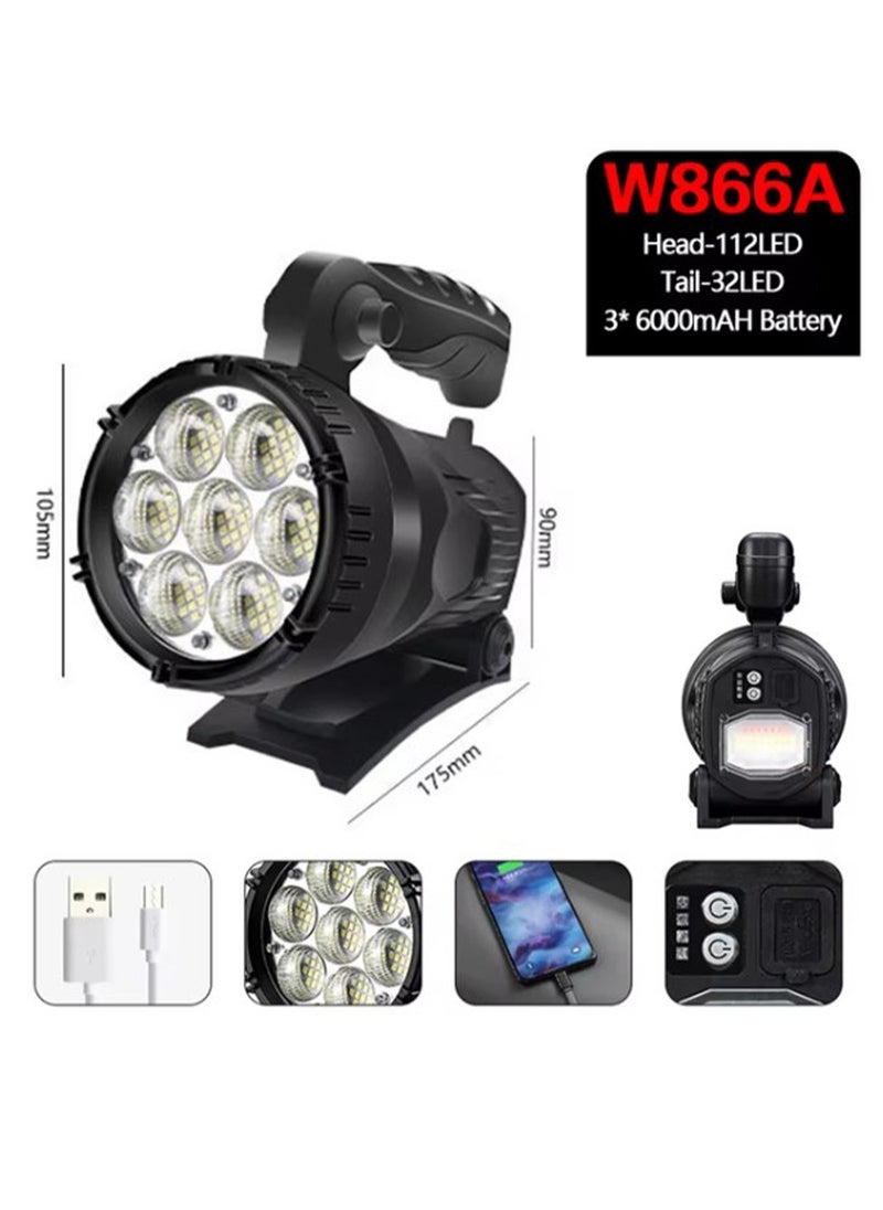 Generic Emergency Lights strong light long range searchlight W866A High Lumens Dual Light LED Front and Rear Flashlight, Rechargeable, 3 Moods light , Power Bank, with Charging Cable Function Work Light Flashlight Work Lamp, Waterproof  - Image 4