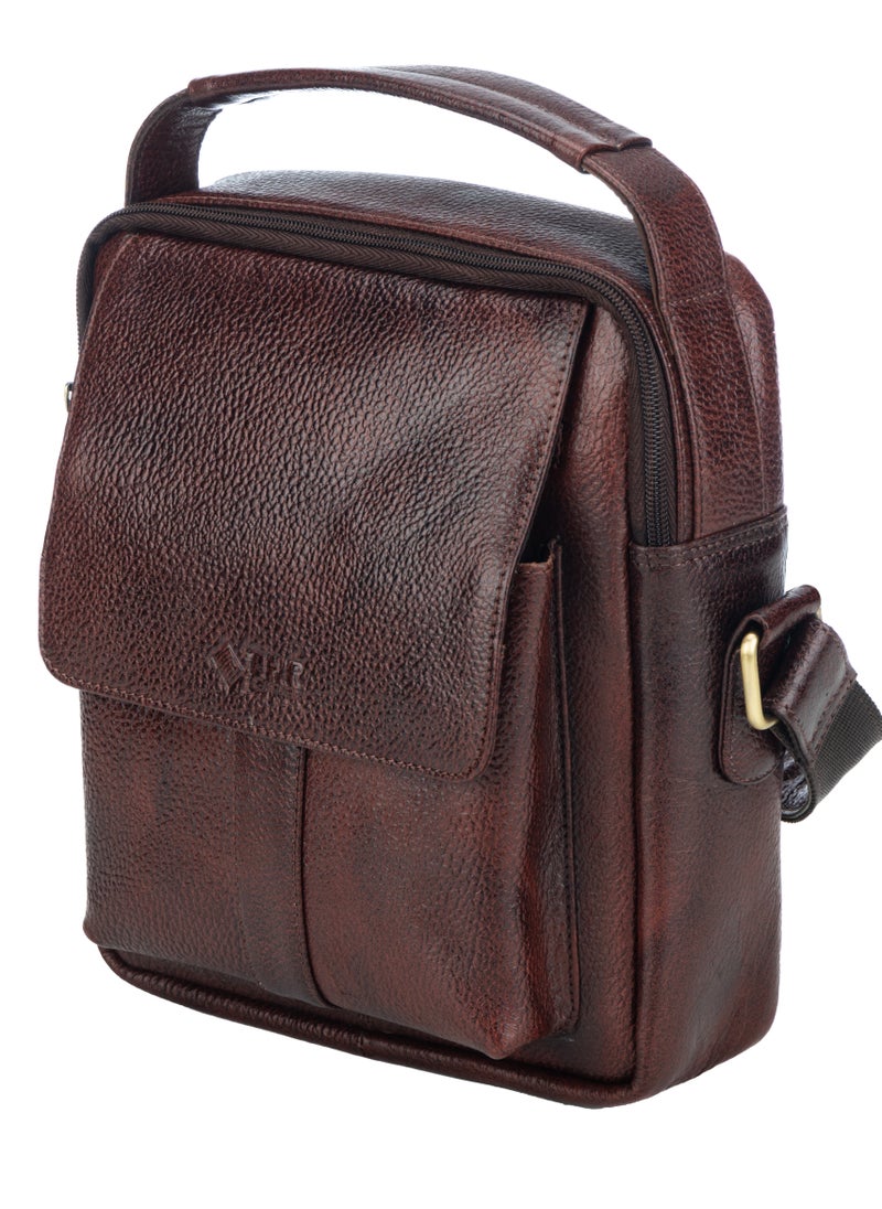 THR Leather Soft Leather Messenger Bag for Men | Crossbody Bag for Men with Adjustable Strap, Anti-Theft Zippers | Perfect for Work, Travel, Office and Daily Use | Water Repellent Durable Leather Bag For Men  - Image 1
