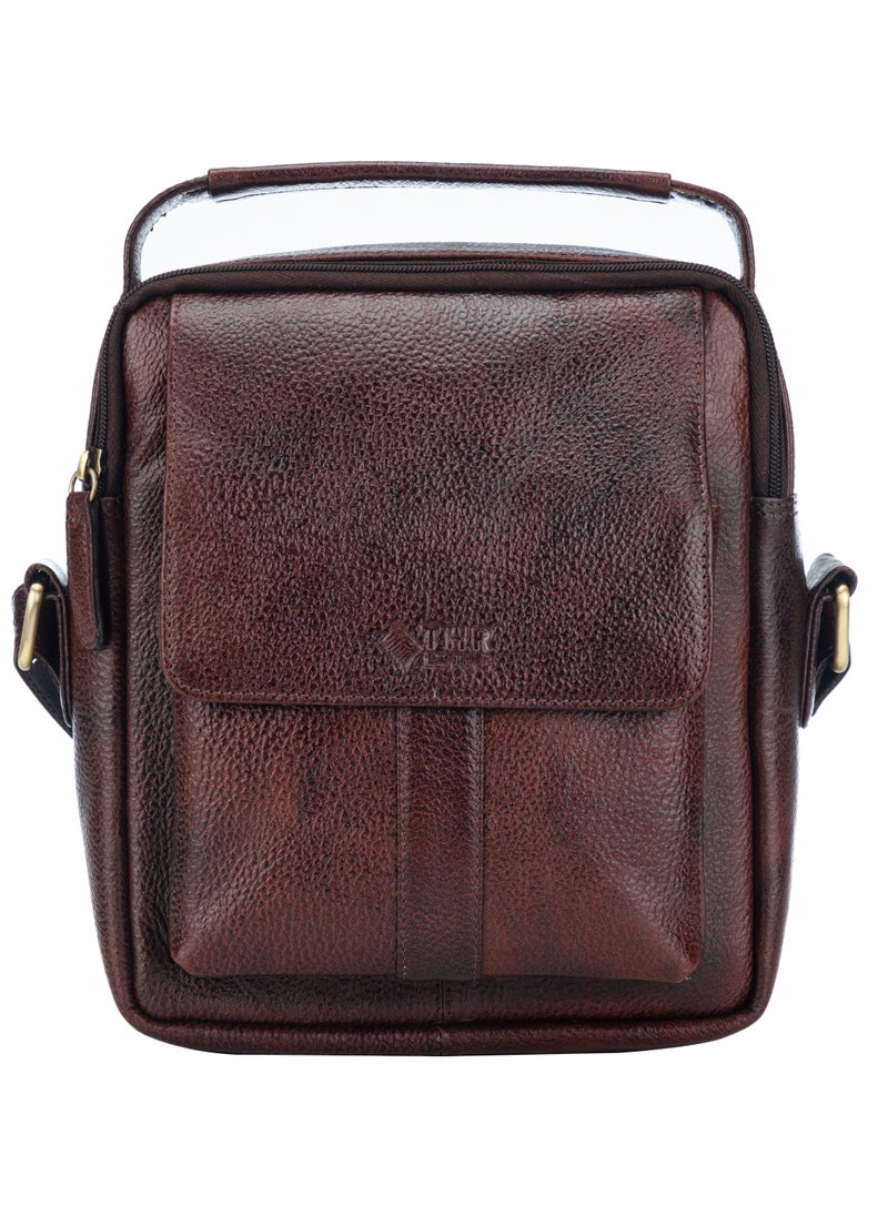 THR Leather Soft Leather Messenger Bag for Men | Crossbody Bag for Men with Adjustable Strap, Anti-Theft Zippers | Perfect for Work, Travel, Office and Daily Use | Water Repellent Durable Leather Bag For Men  - Image 2