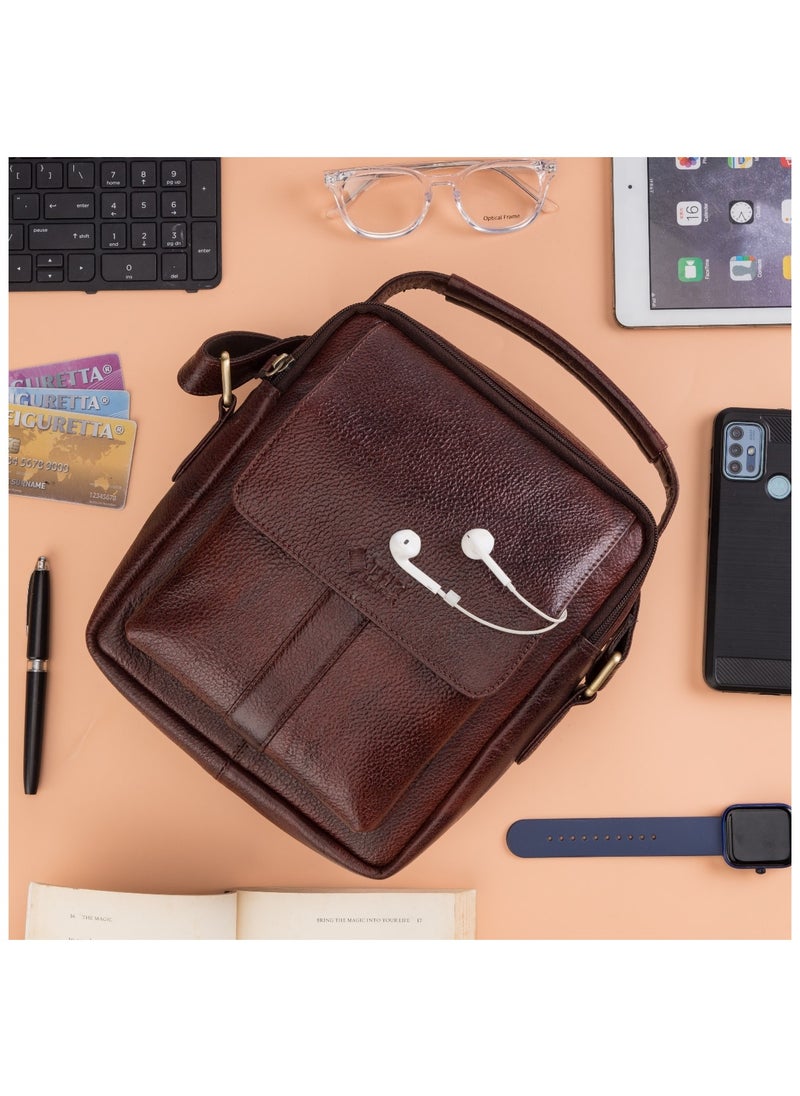 THR Leather Soft Leather Messenger Bag for Men | Crossbody Bag for Men with Adjustable Strap, Anti-Theft Zippers | Perfect for Work, Travel, Office and Daily Use | Water Repellent Durable Leather Bag For Men  - Image 4