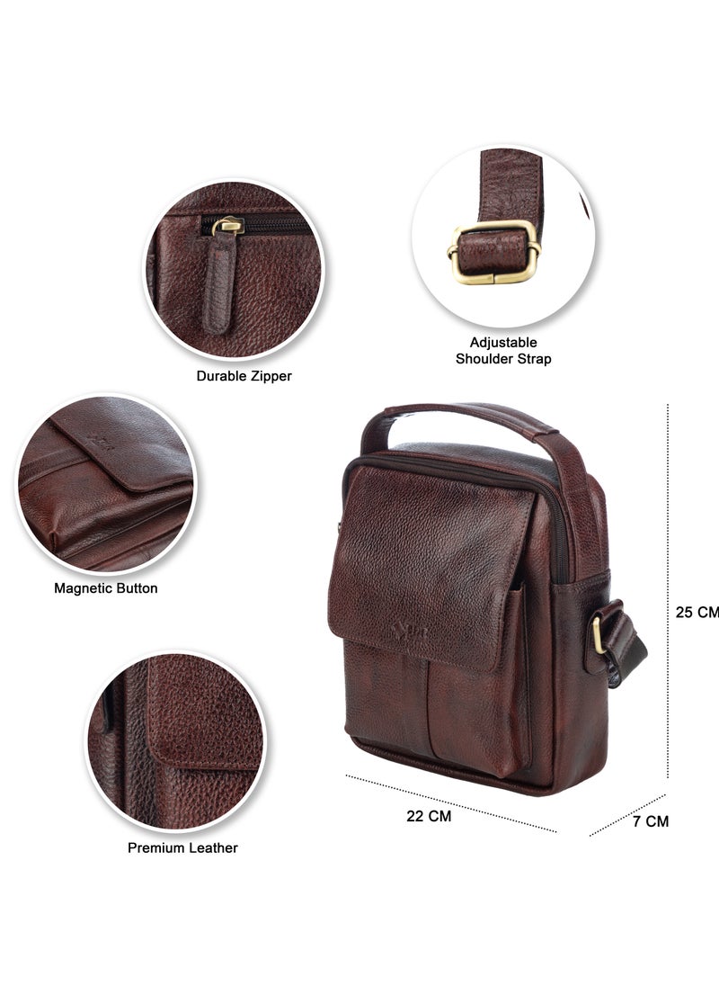 THR Leather Soft Leather Messenger Bag for Men | Crossbody Bag for Men with Adjustable Strap, Anti-Theft Zippers | Perfect for Work, Travel, Office and Daily Use | Water Repellent Durable Leather Bag For Men  - Image 5