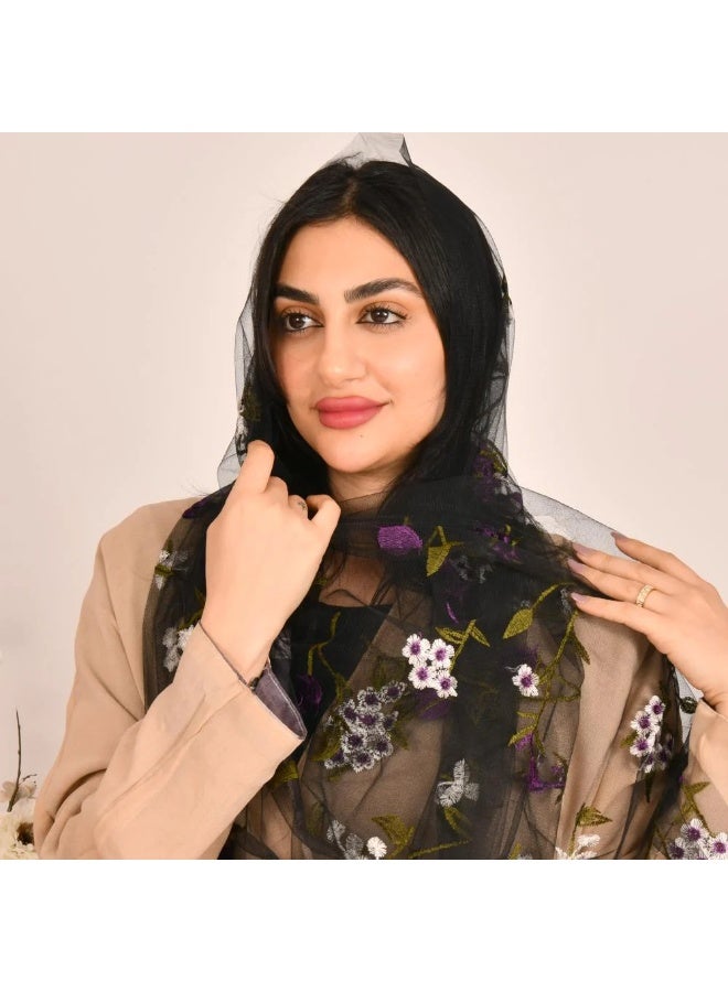 beyond abaya Tulle shawl decorated with attractive embroidery - Image 3