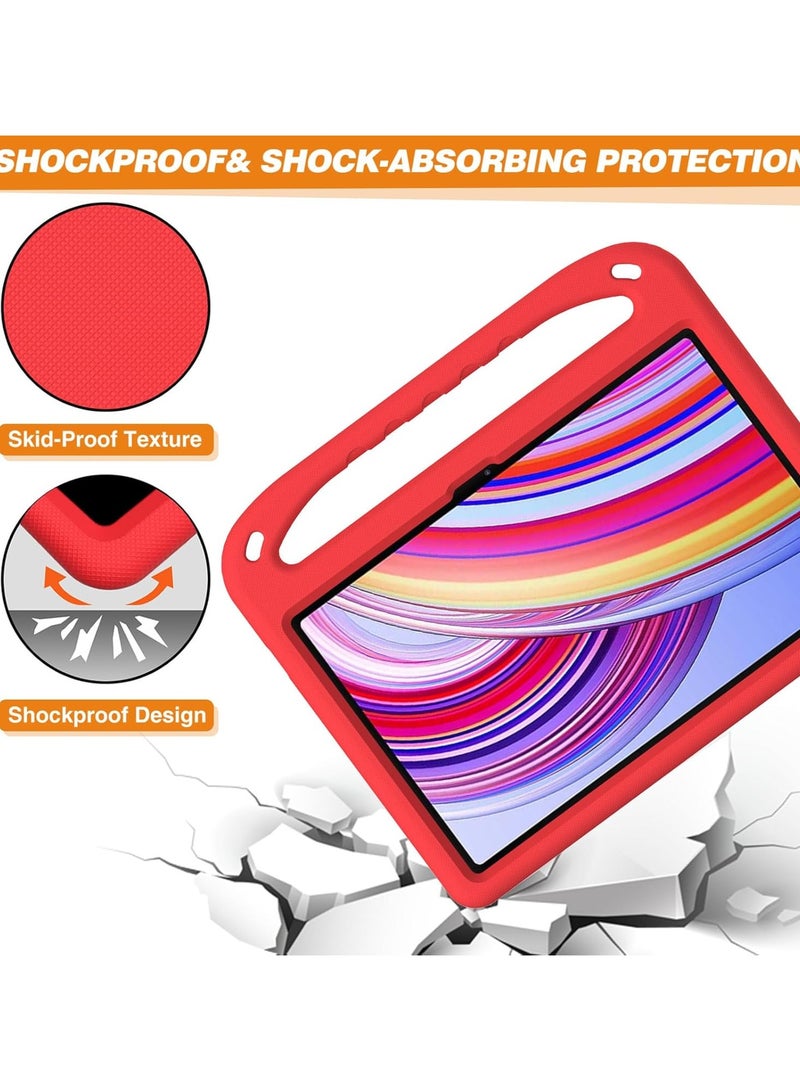 VKL Redmi Pad Pro 12.1" 2024 Xiaomi POCO Pad 12.1 inch Case Light Weight Shock Proof Handle Stand Tablet Cover (red) - Image 4