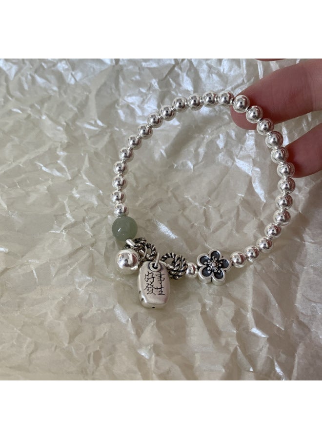 New Chinese Style Good Things Happen Jade Pendant Beaded Bracelet Girl Retro Style Niche Design Advanced Exquisite New Product