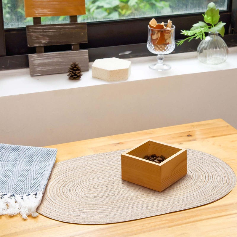 Noctiflorous Oval Braided Placemats 12x18 Inch Table Mats Set of 6 for Dining Tables Natural Woven Heat Resistant Place Mats (Oval Beige) - Image 4