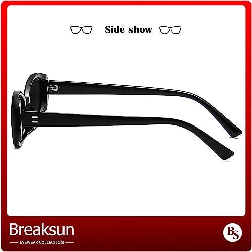 Breaksun Retro Oval Sunglasses for Women Men Fashion Small Oval Sunglasses 90s Vintage Shades (Black/Grey+ Leopard+Brown/Brown) - Image 5
