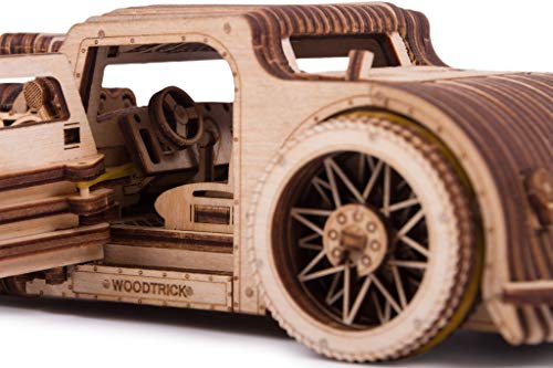 Wood Trick Hot Rod Wooden Model Car Kit to Build - Rides up to 32 feet - Detailed - 3D Wooden Puzzles for Adults to Build - Engineering DIY Mechanical Wood Model Kits for Adults - Image 4