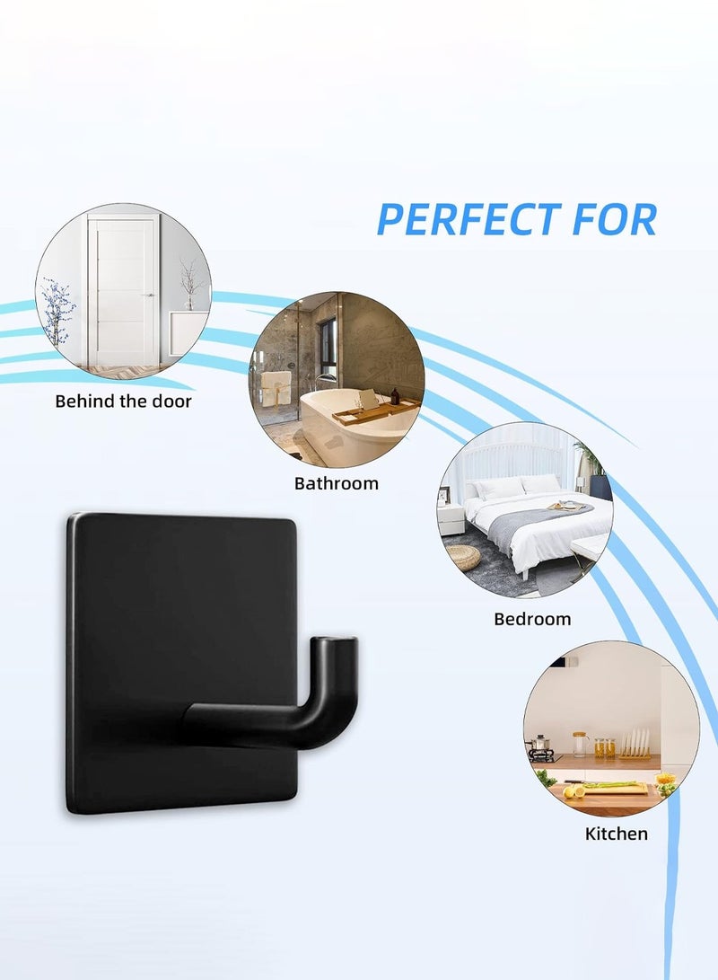 LEOKOR 12 Pieces Coat Hooks 304 Stainless Steel Waterproof Hooks Hat Rack Robe Hook Wall Hooks Black  - Image 2