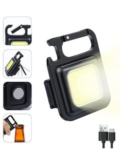 Excefore Small LED Flashlight, Rechargeable Keychain Mini Flashlight, 4 Light Modes Portable Pocket Light with Folding Bracket Bottle Opener and Magnet Base for Fishing Walking Camping Outdoor Indoor  - Image 1