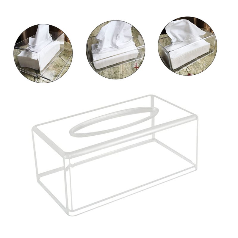Clear Acrylic Rectangular Tissue Box Holder Home Hotel Decor Easy Access - Image 5