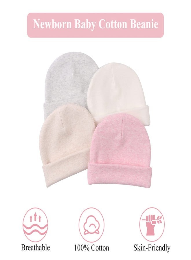 Zsedrut Spring Infant Hospital Beanie Newborn Baby Girls Cotton Turban Hat Tolddler Boy Soft Double-Layer Hat(Preemie/Newborn,White+Pink+Gray+Beige) - Image 5