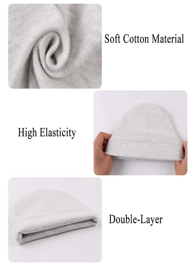 Zsedrut Spring Infant Hospital Beanie Newborn Baby Girls Cotton Turban Hat Tolddler Boy Soft Double-Layer Hat(Preemie/Newborn,White+Pink+Gray+Beige) - Image 3