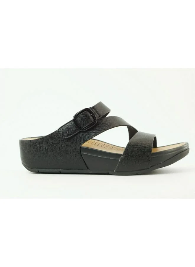 221-365 Zayna Women's Adjustable Slip-On Wedge Slides 25ABT105 Black