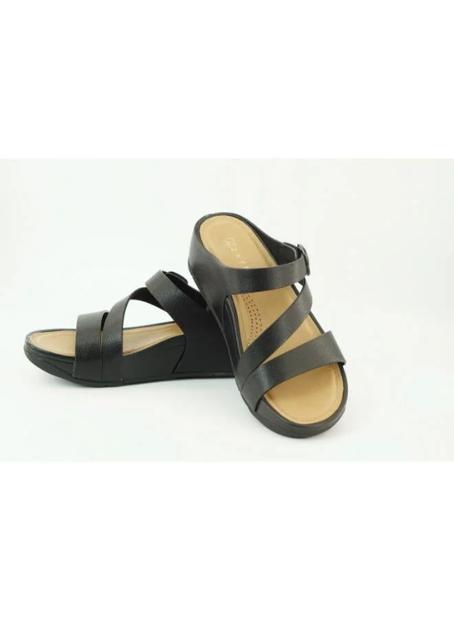Zayna Black 221-365 Zayna Women's Adjustable Slip-On Wedge Slides 25ABT105 Black for Women | Best Price UAE