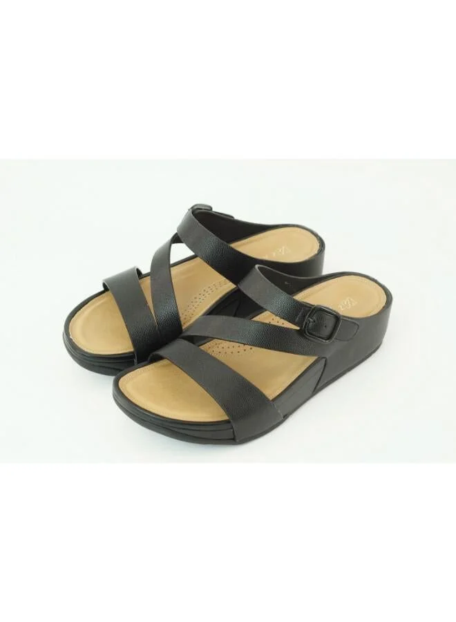 Zayna Black 221-365 Zayna Women's Adjustable Slip-On Wedge Slides 25ABT105 Black for Women | Best Price UAE