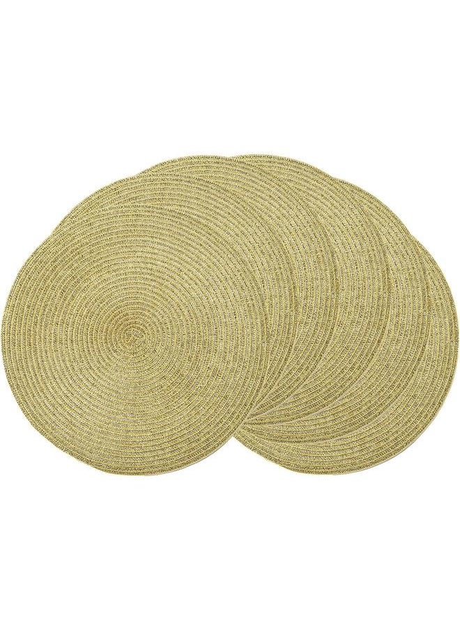 yongsheng Farmhouse Style Dots Design Placemat for Kitchen Decor Washable Durable Heat Resistant Table Mats 15" Diameter, 6 Piece  - Image 1
