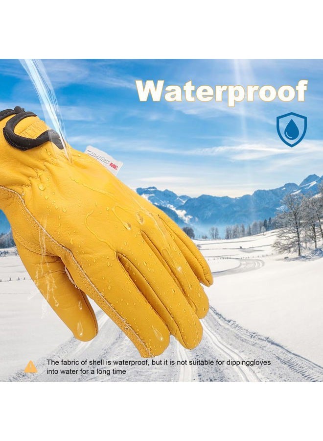 SLARMOR Mens Winter Leather Work Gloves, Warm Thinsulate Lining for Cold Weather Work, Thermal Insulated Work Gloves with Leather Palm,100 gram Insulation-M - Image 4