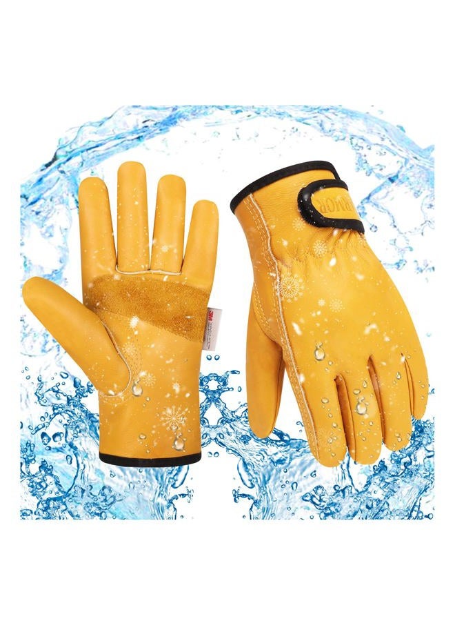 SLARMOR Mens Winter Leather Work Gloves, Warm Thinsulate Lining for Cold Weather Work, Thermal Insulated Work Gloves with Leather Palm,100 gram Insulation-M - Image 1