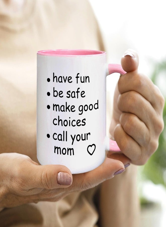 QASHWEY Funny Call Your Mom Coffee Mug, College Freshmen Students Graduation Gift, Call Your Mom Coffee Cups Ceramic 11 Ounce, College Gift Tea Mug Cup, Gifts for College Freshmen Girls Boys(Pink) - Image 2