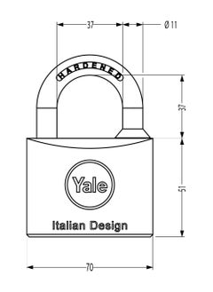Yale Yale 15-0110-7037-00-0201 110 Series Brass Padlock 70mm Brass  - Image 2