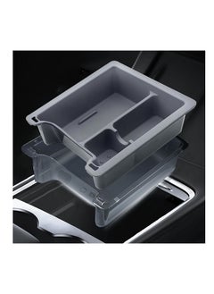 Light Transmission Design Center Console Organizer Tray for 2021-2023 Tesla Model Y Model 3, Washable Silicone Liner Refresh Console Model 3 Model Y Accessories, 3 Compartments(Gray Trim)