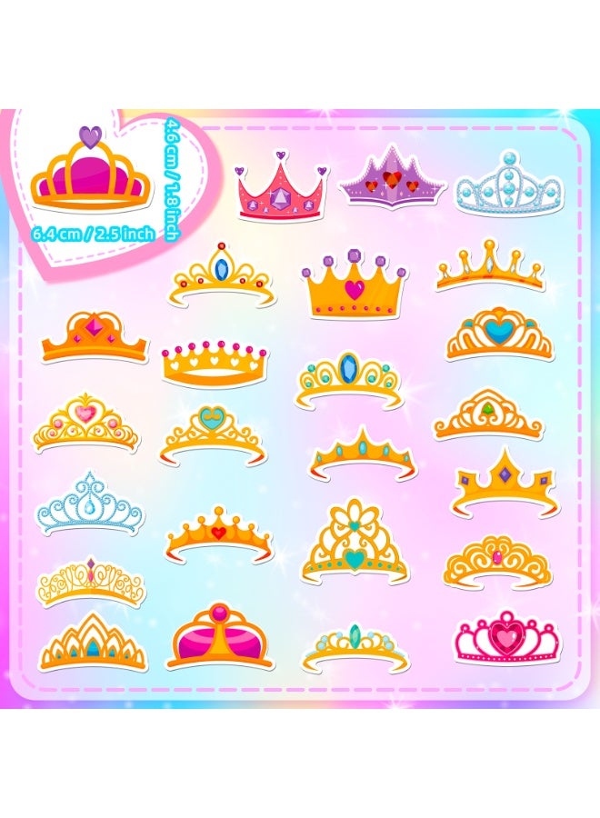 NIBEMINENT 50 Pcs Cartoon Princess Love Crown Deco Kit Waterproof Stickers, High Definition Printing Bright Colors, Suitable for Laptop Skateboard Luggage Water Bottle Guitar DIY - Image 3