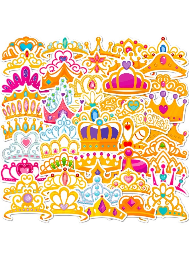 NIBEMINENT 50 Pcs Cartoon Princess Love Crown Deco Kit Waterproof Stickers, High Definition Printing Bright Colors, Suitable for Laptop Skateboard Luggage Water Bottle Guitar DIY - Image 2