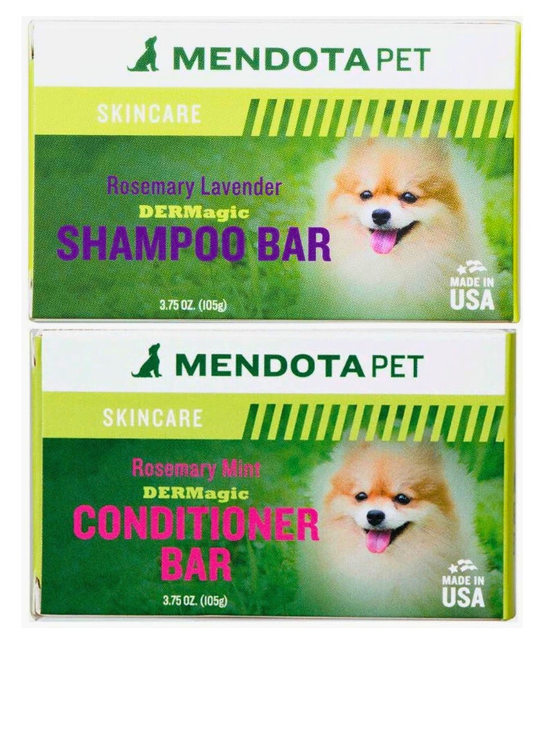 Rosemary Lavender Shampoo Bar + Rosemary Mint Conditioner Bar set for Sensitive Skin Dogs