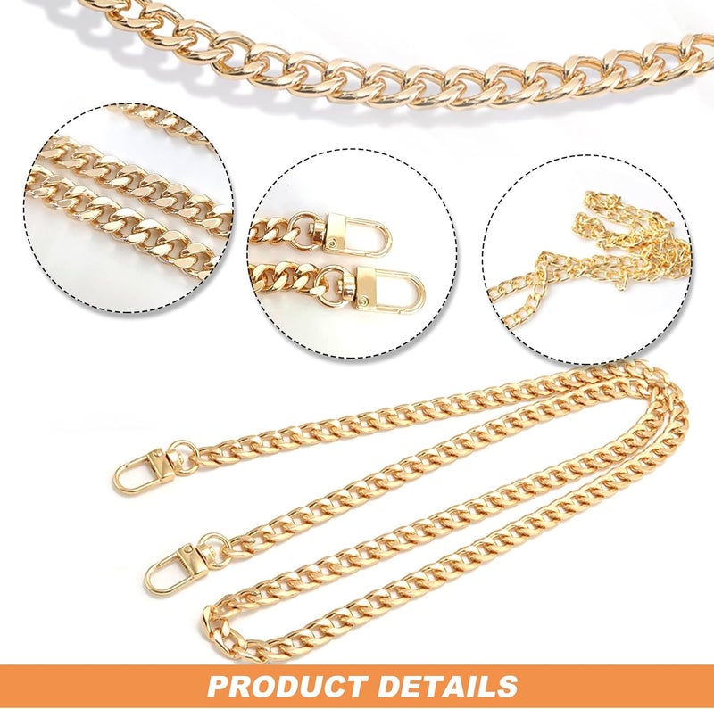 JMOOT Gold Bag Chain Strap 120cm Long Handbag Chain Shoulder Bag Straps Metal Replacement Chains Strap for DIY Handbags Crossbody Bags 2 Pcs - Image 3