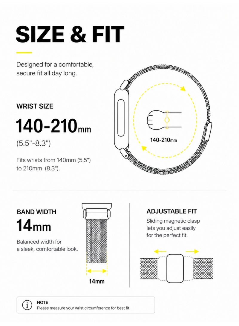 BASEMENT-1 Magnetic Milanese Band Compatible with Google Fitbit Air, Adjustable Metal Mesh Replacement Strap - Image 5