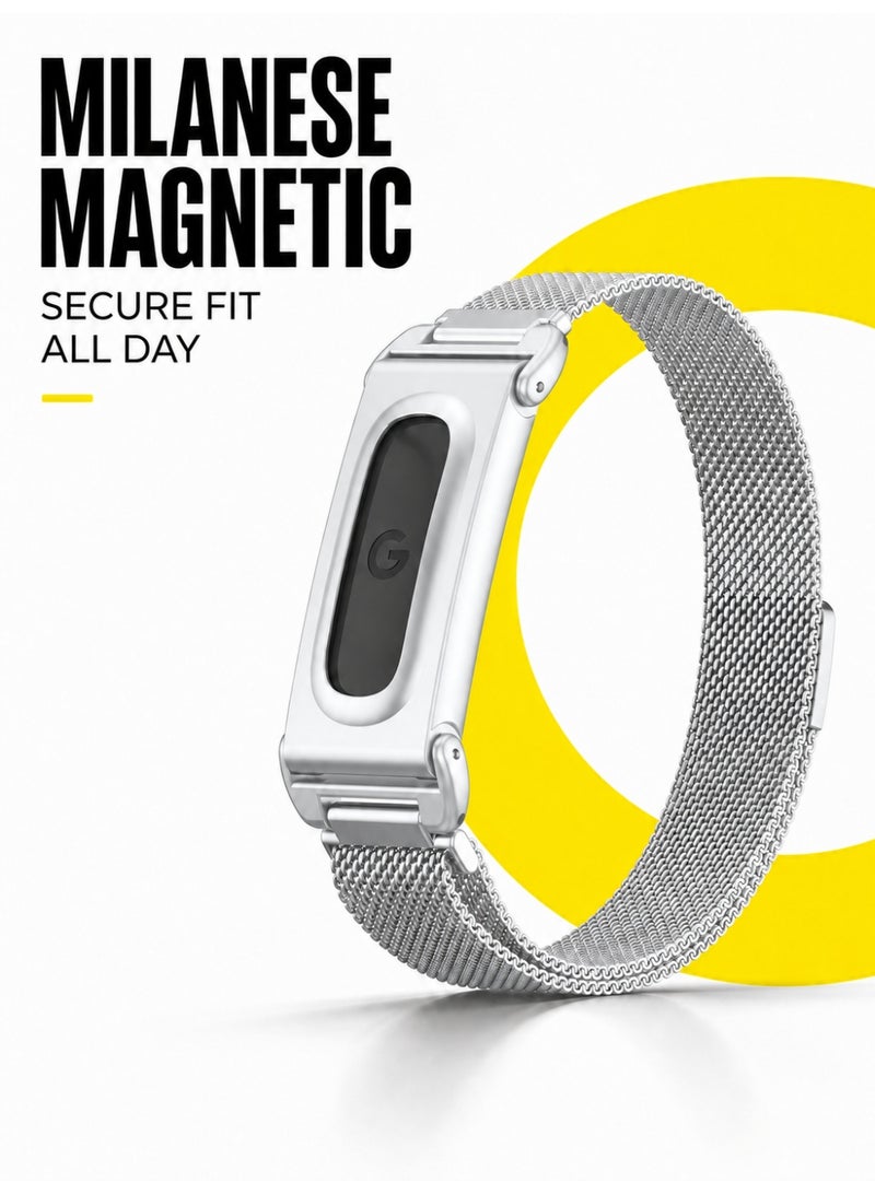 BASEMENT-1 Magnetic Milanese Band Compatible with Google Fitbit Air, Adjustable Metal Mesh Replacement Strap - Image 1