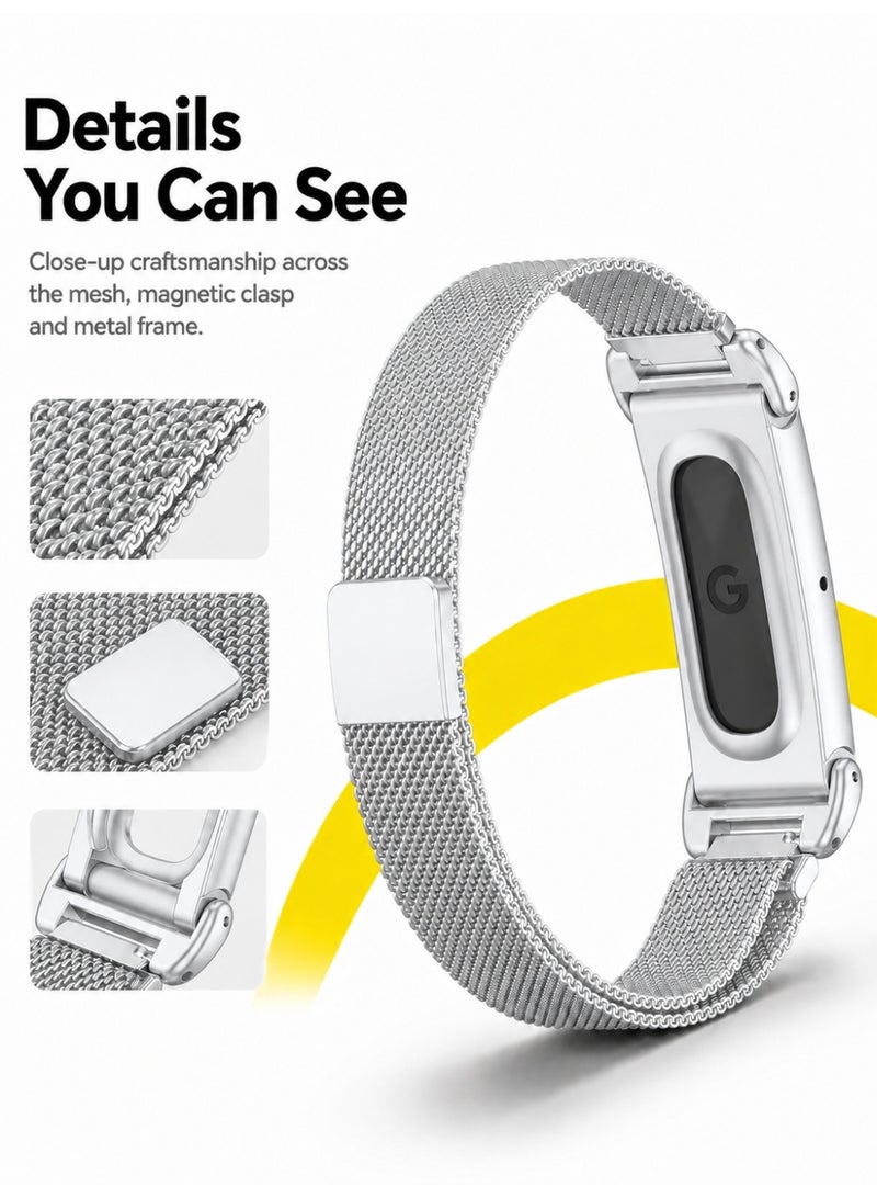 BASEMENT-1 Magnetic Milanese Band Compatible with Google Fitbit Air, Adjustable Metal Mesh Replacement Strap - Image 3