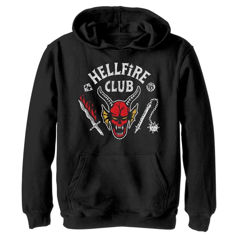 Netflix Unisex Child Stranger Things Hellfire Cut Youth Pullover Hoodie Sweatshirt, Black, Large US