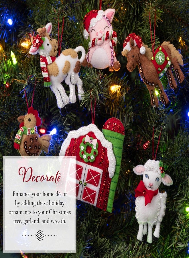 Bucilla Felt Applique Ornament Making Kit, 3.75" x 4", Barnyard Cheer 6 Count - Image 4